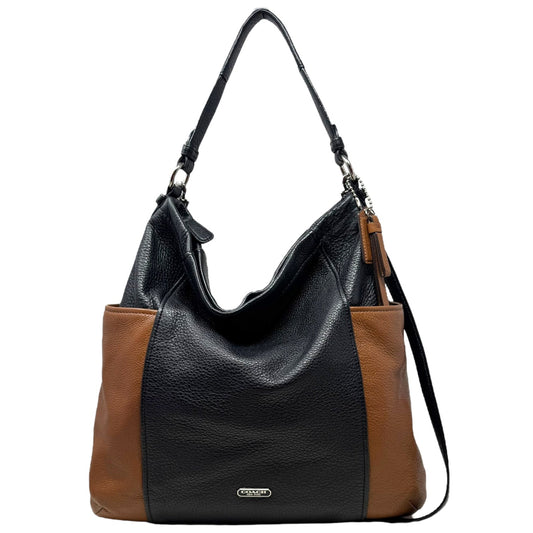 Park Colorblock Hobo Designer By CoachIn Silver/Black/Saddle, Size: Large