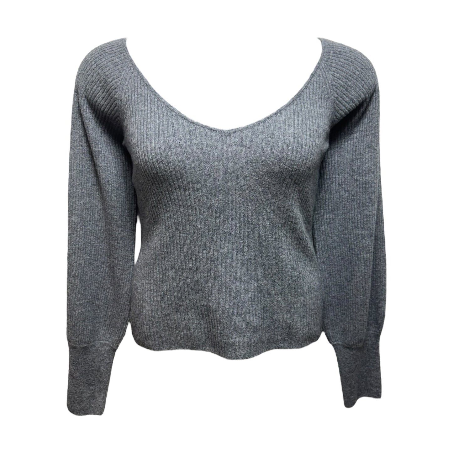 Ribbed V Neck Sweater Cashmere By Reformation In Grey, Size: M