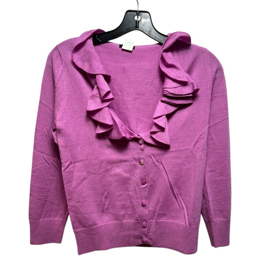 Ruffle Merino Wool Sweater Cardigan By J. Crew In Purple, Size: S