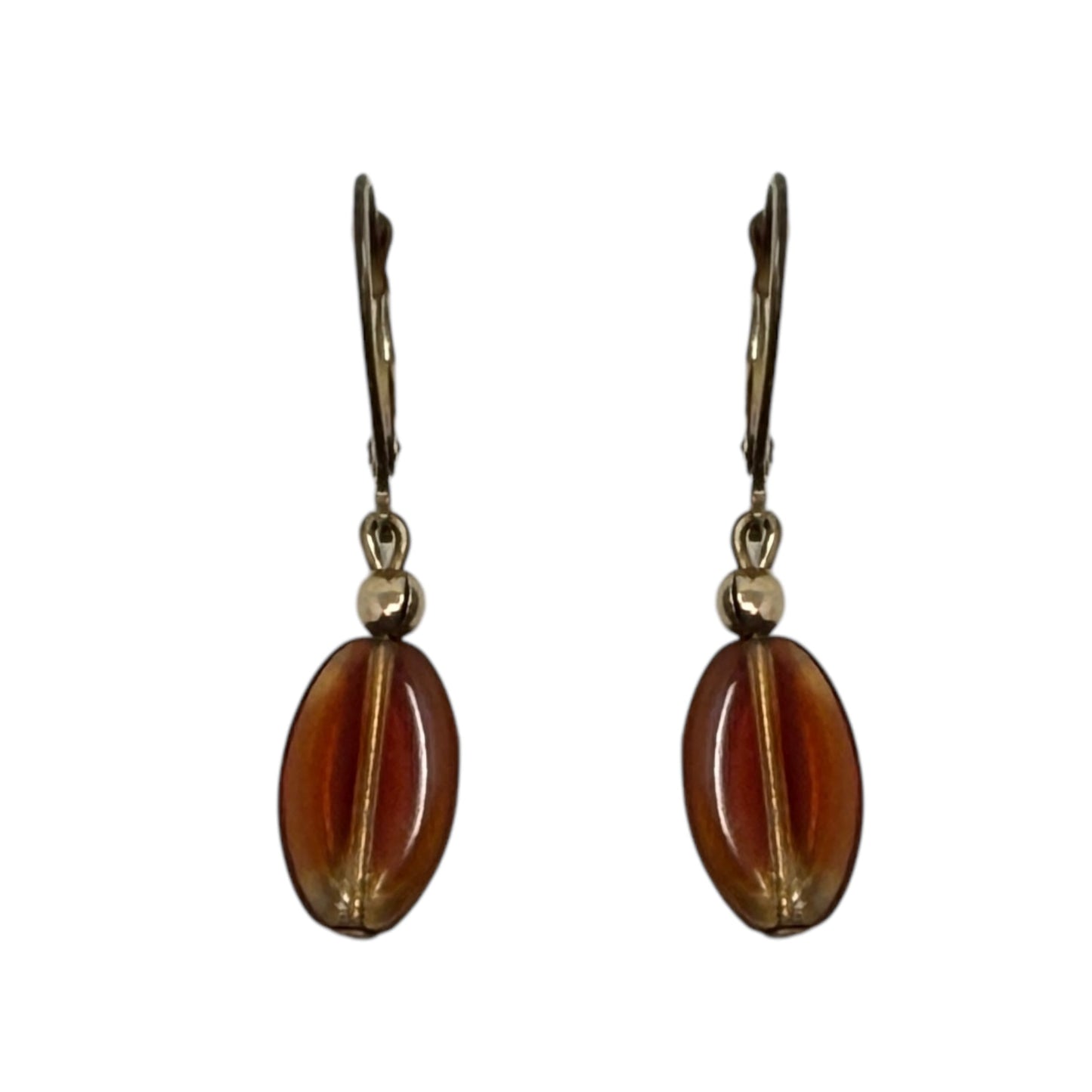 14K Gold Filled Amber Dangle/drop Earrings By Unbranded