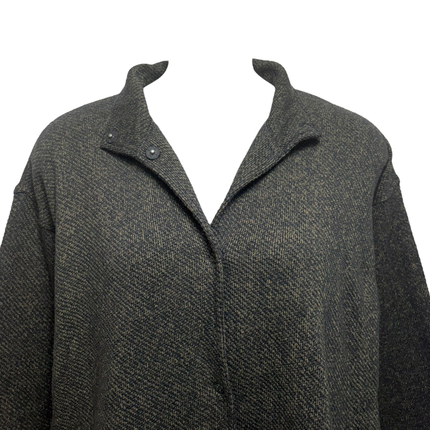 Organic Cotton Terry Stand Collar Jacket By Eileen Fisher In Black & Brown, Size: M