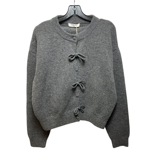 Bow Sweater Cardigan By Commense In Grey, Size: Xl