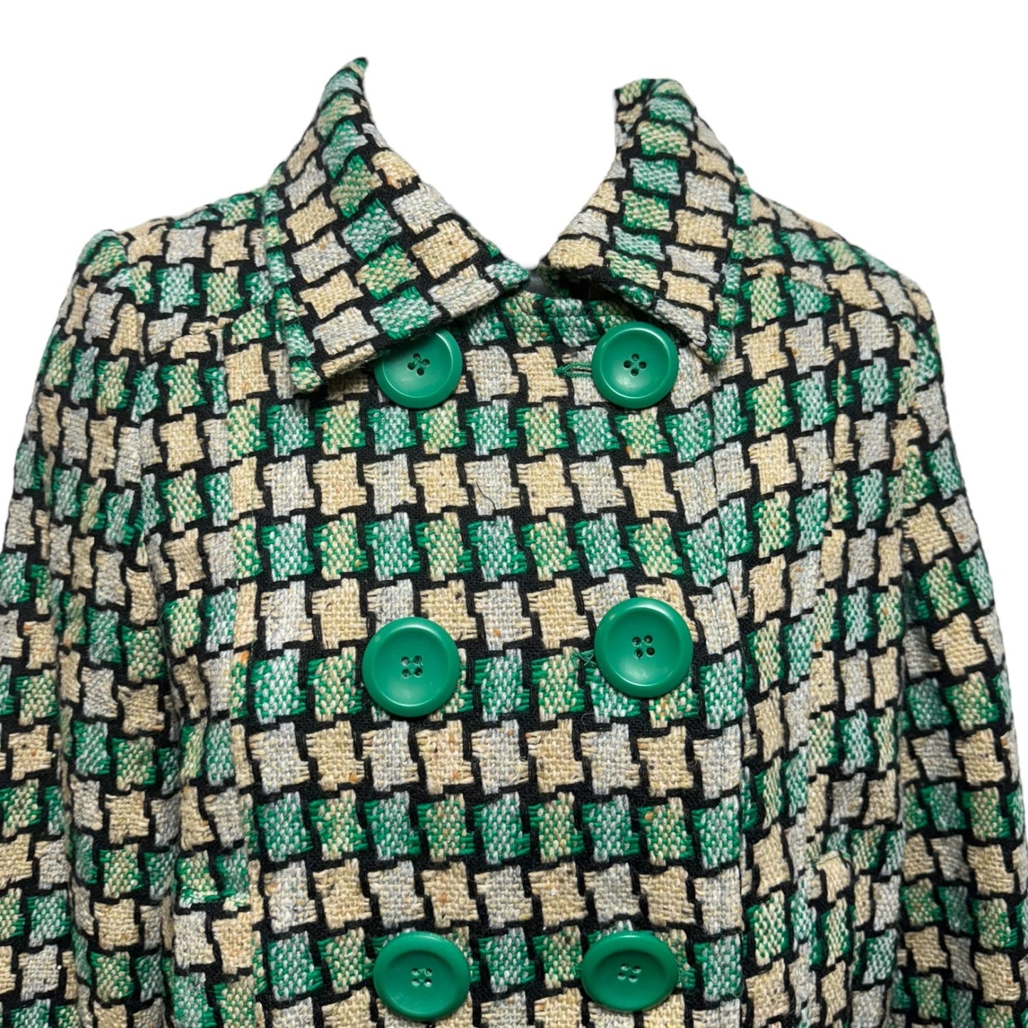 Tweed Pea Jacket Blazer By Vertigo In Multi-colored, Size: Xs