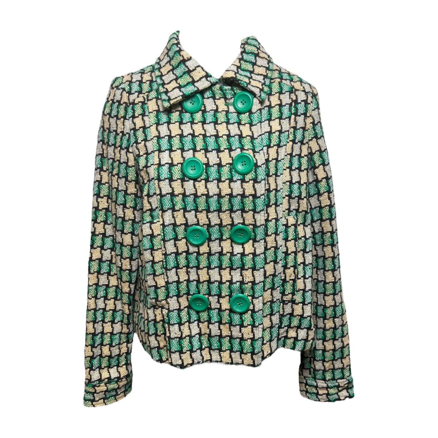 Tweed Pea Jacket Blazer By Vertigo In Multi-colored, Size: Xs