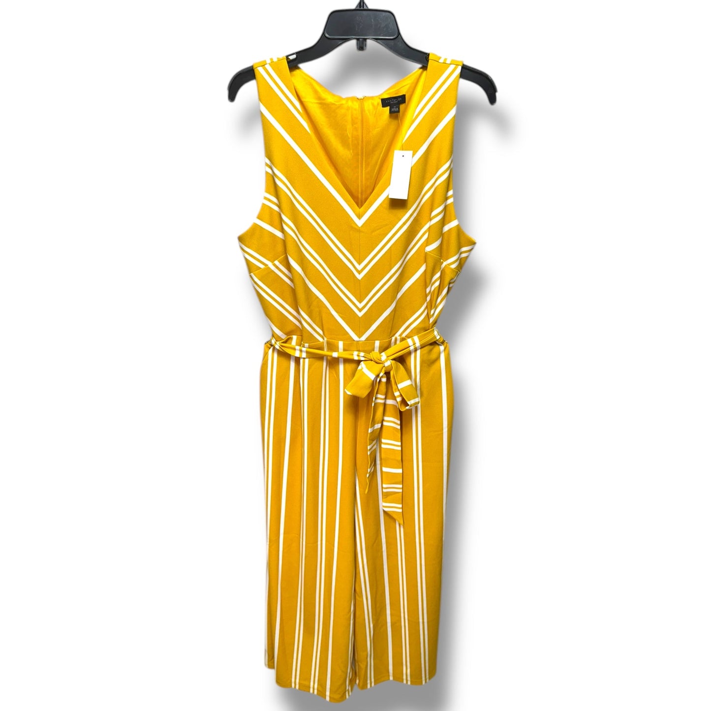 Jumpsuit By Ann Taylor In White & Yellow, Size: Xl