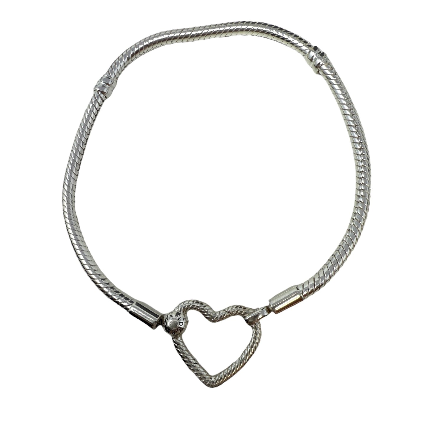 Sterling Silver Moments Heart Closure Snake Chain Bracelet By Pandora