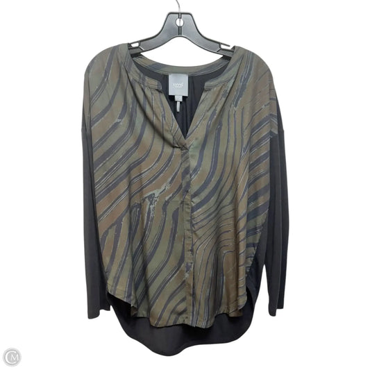 Top Long Sleeve By Lysse In Black & Green, Size: S