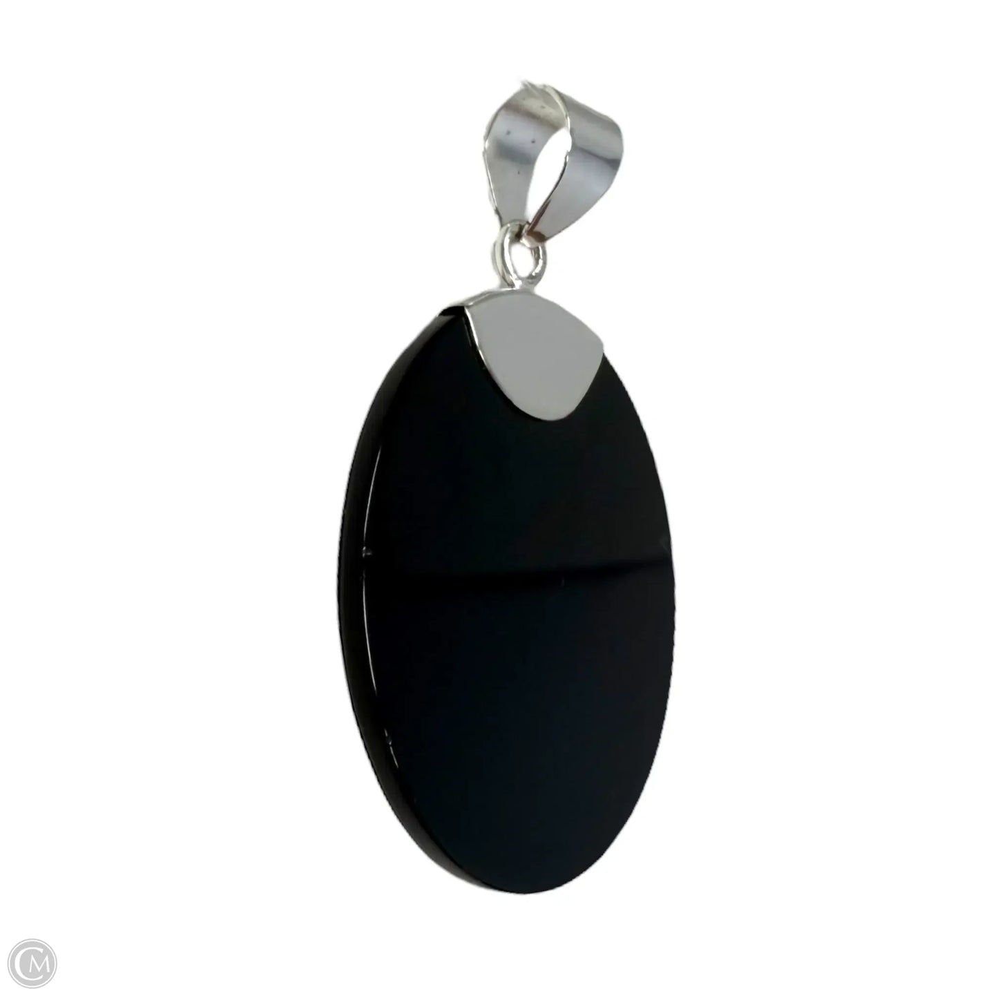 Sterling Silver Round Black Onyx Pendant By Unbranded