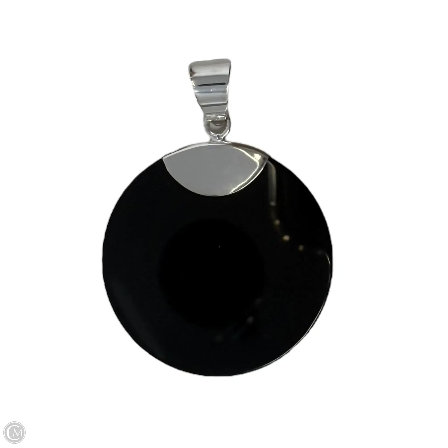 Sterling Silver Round Black Onyx Pendant By Unbranded