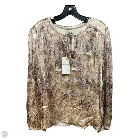 Glittering Sea Tie V Neck Blouse By Tommy Bahama In Snakeskin Print, Size: XL