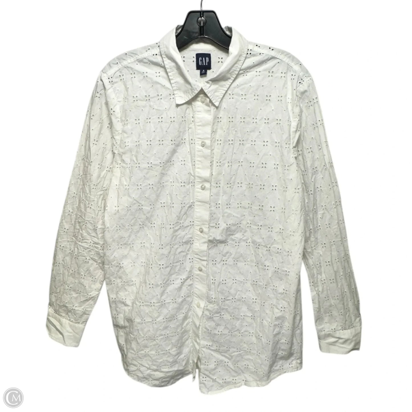 Top Long Sleeve By Gap In White, Size: M