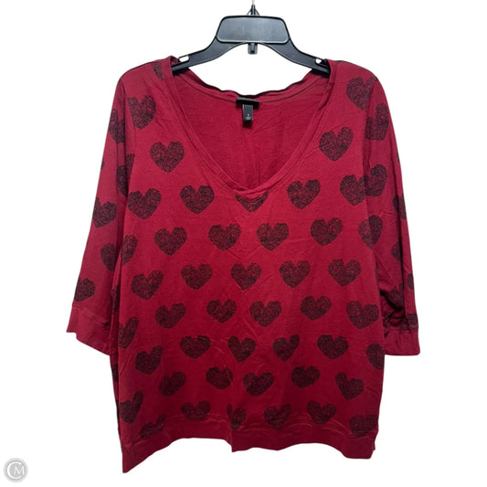 Rose Heart Top 3/4 Sleeve By Torrid In Red, Size: 3x