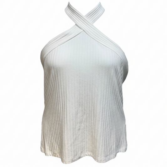 Ribbed Cross Neck Halter Tank By Anthropologie In Cream, Size: XL