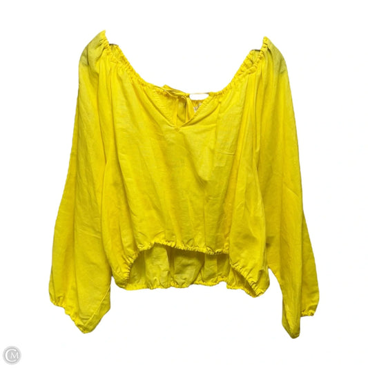Blouse Long Sleeve By Chelsea And Violet In Yellow, Size: Xl