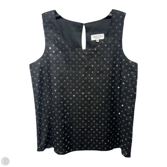 Linen Sequin Tank Top By Tamotsu In Black, Size: M