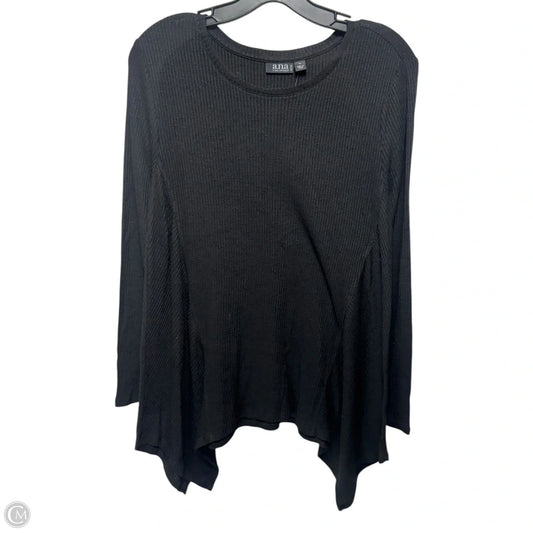 Top Long Sleeve By Ana In Black, Size: Lp