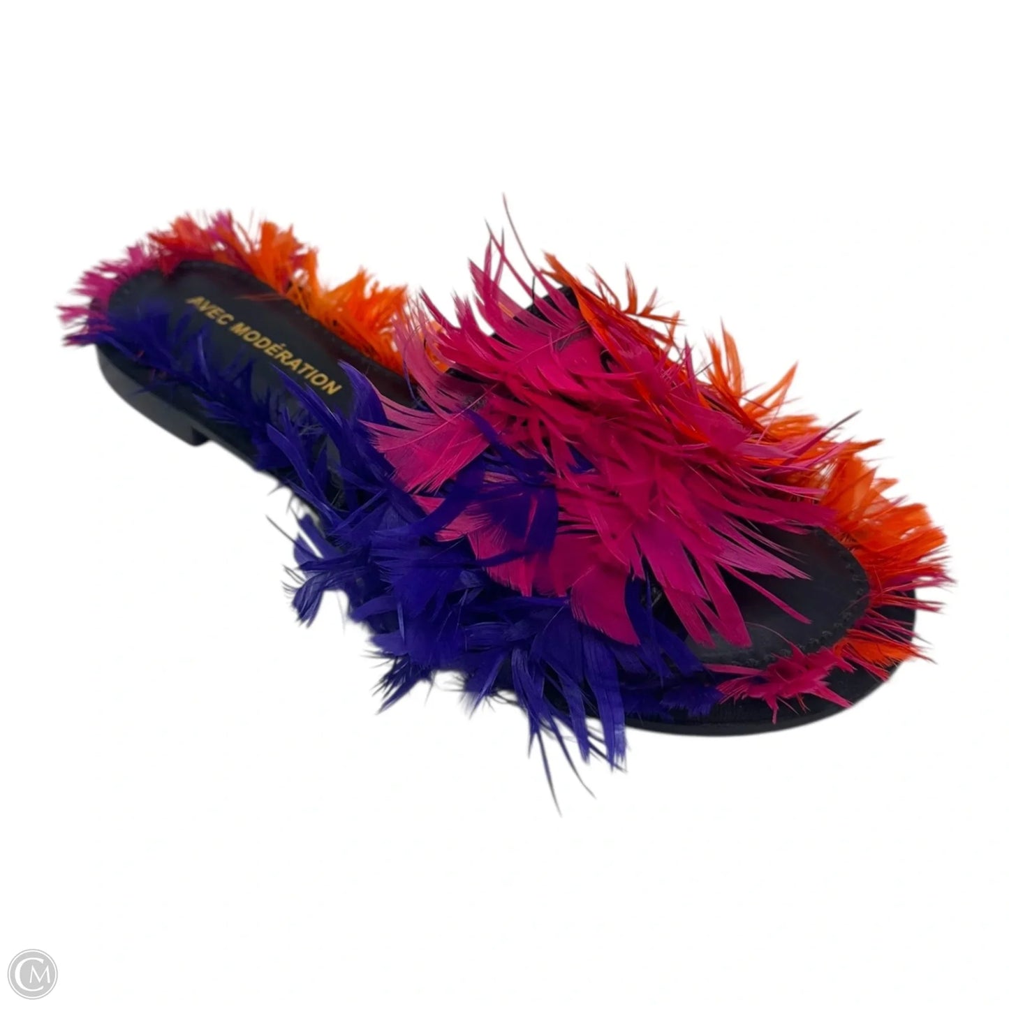 Feather Slides Sandals Flats By Avec Modération In Multi-colored, Size: 6.5 (36.5 IT)