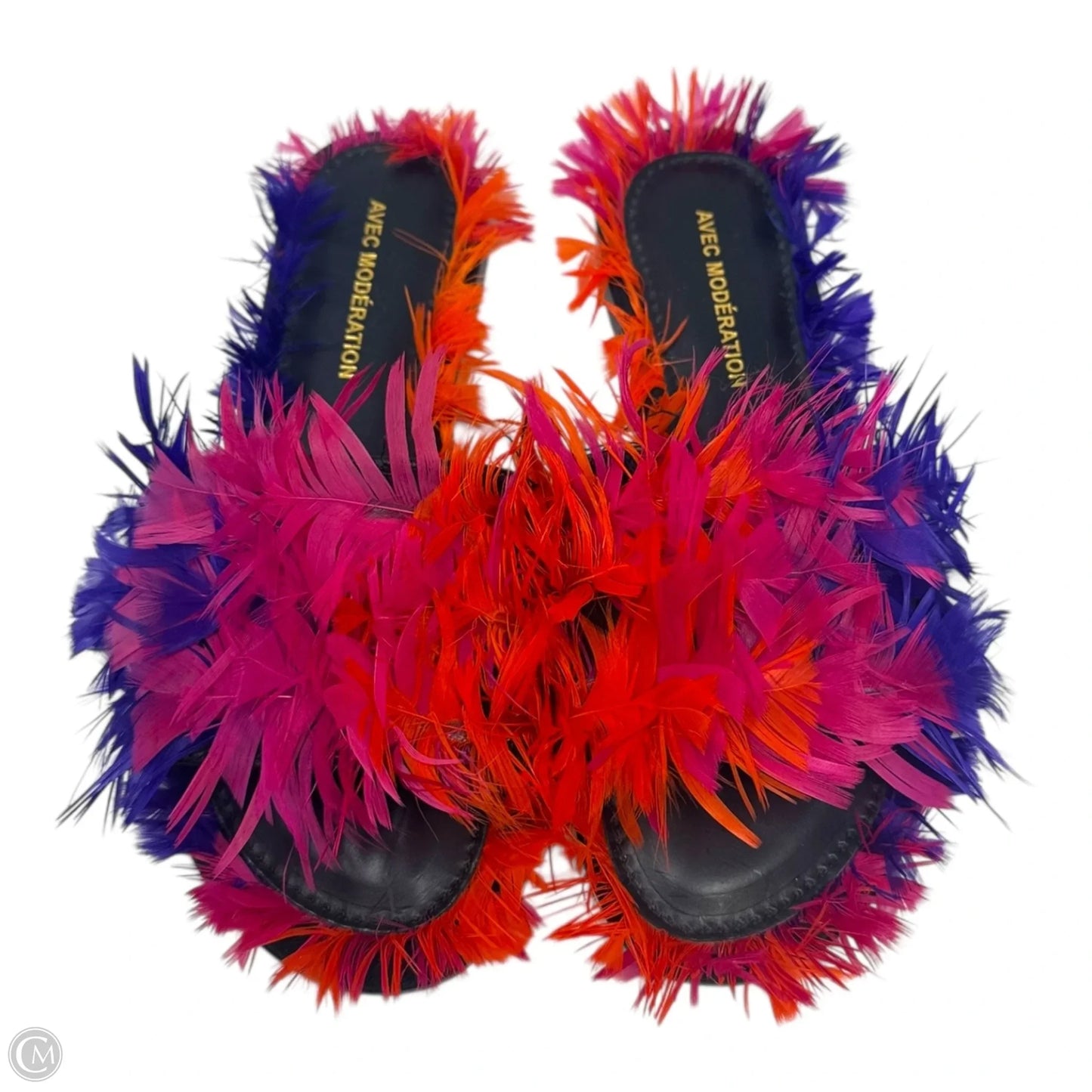 Feather Slides Sandals Flats By Avec Modération In Multi-colored, Size: 6.5 (36.5 IT)