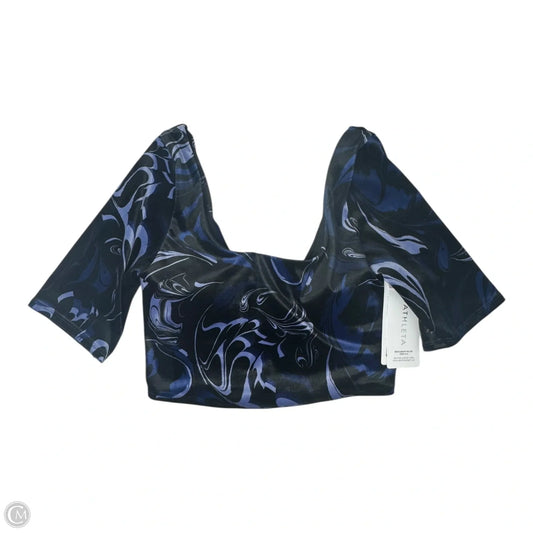 Exhilarate Velvet Crop Top Athletic Top Short Sleeve By Athleta In Black & Blue, Size: S