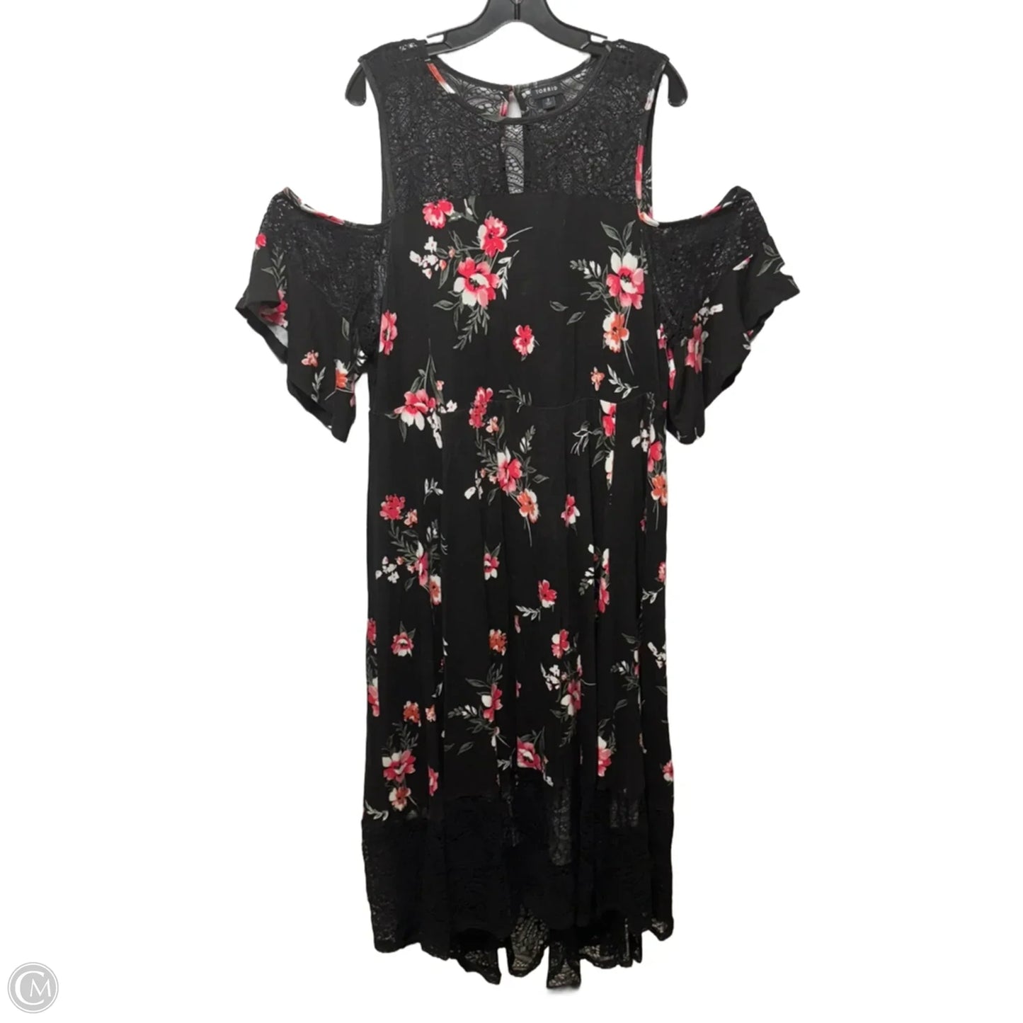 Midi Jersey Cold Shoulder Dress By Torrid In Floral Print, Size: 3X