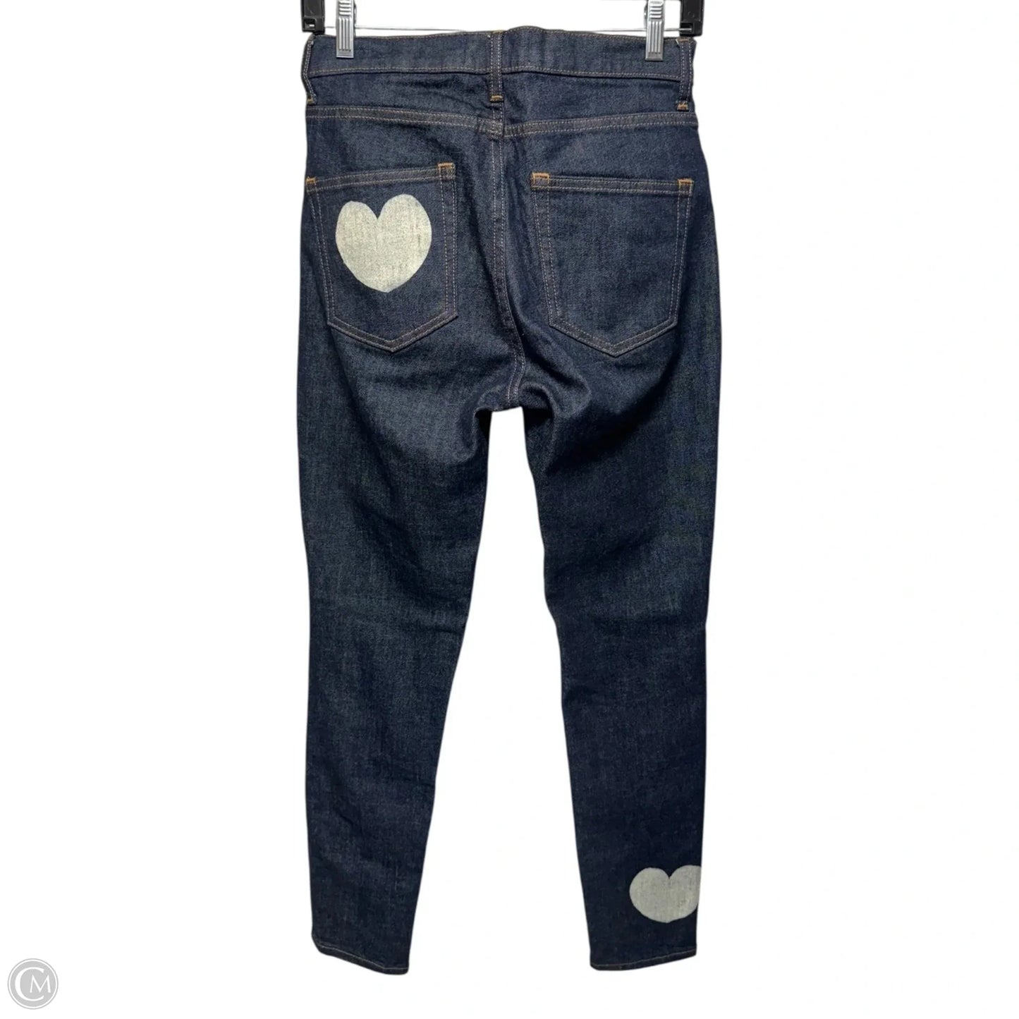 Hand-Printed Heart Stretch High Rise Skinny Jeans
 By Everlane X PlayHouseRoll  In Blue Denim, Size: 4/27