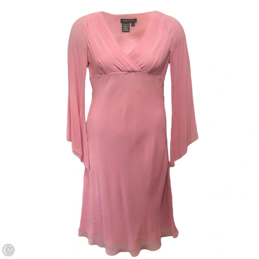 Silk Bias Cut Split Sleeve Midi Dress By BCBGMaxazria In Pink, Size: 10