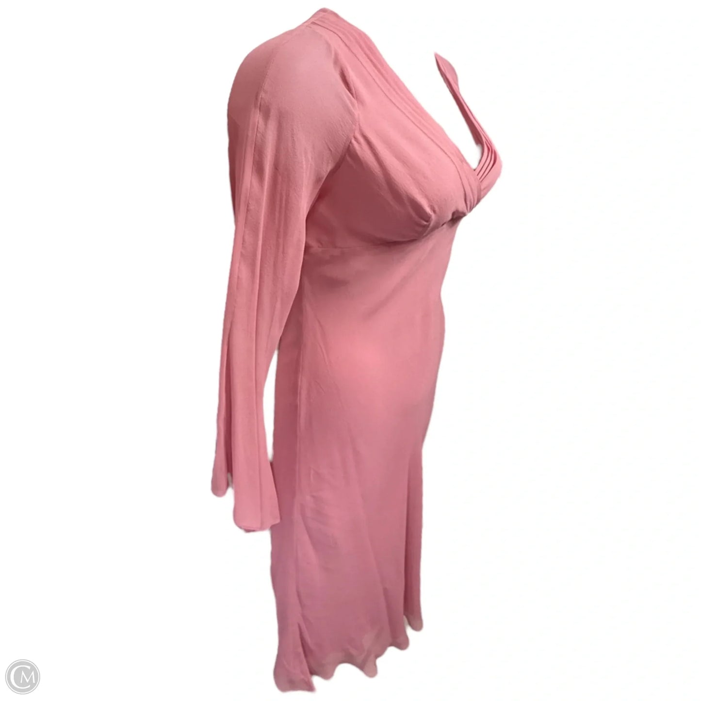 Silk Bias Cut Split Sleeve Midi Dress By BCBGMaxazria In Pink, Size: 10