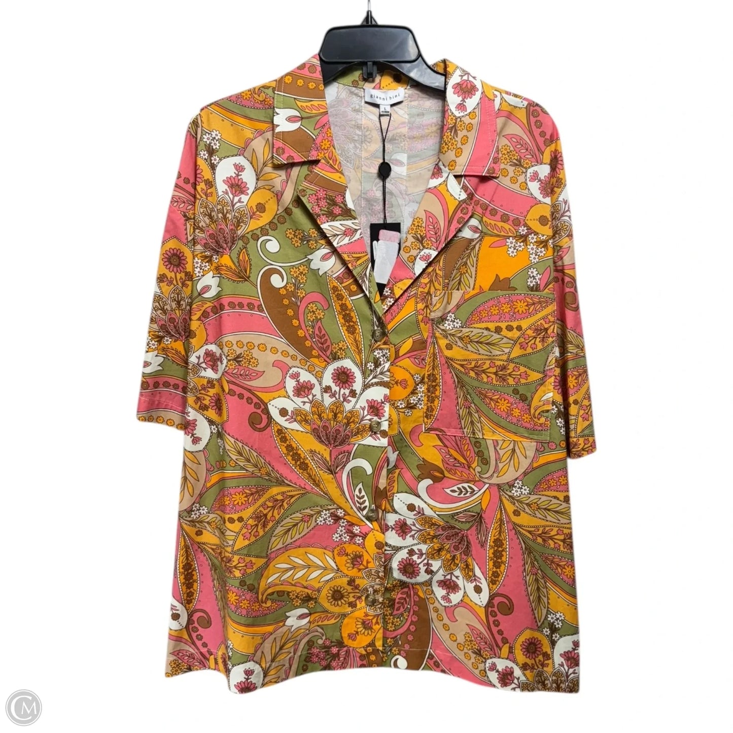 Top Short Sleeve By Gianni Bini In Multi-colored, Size: L