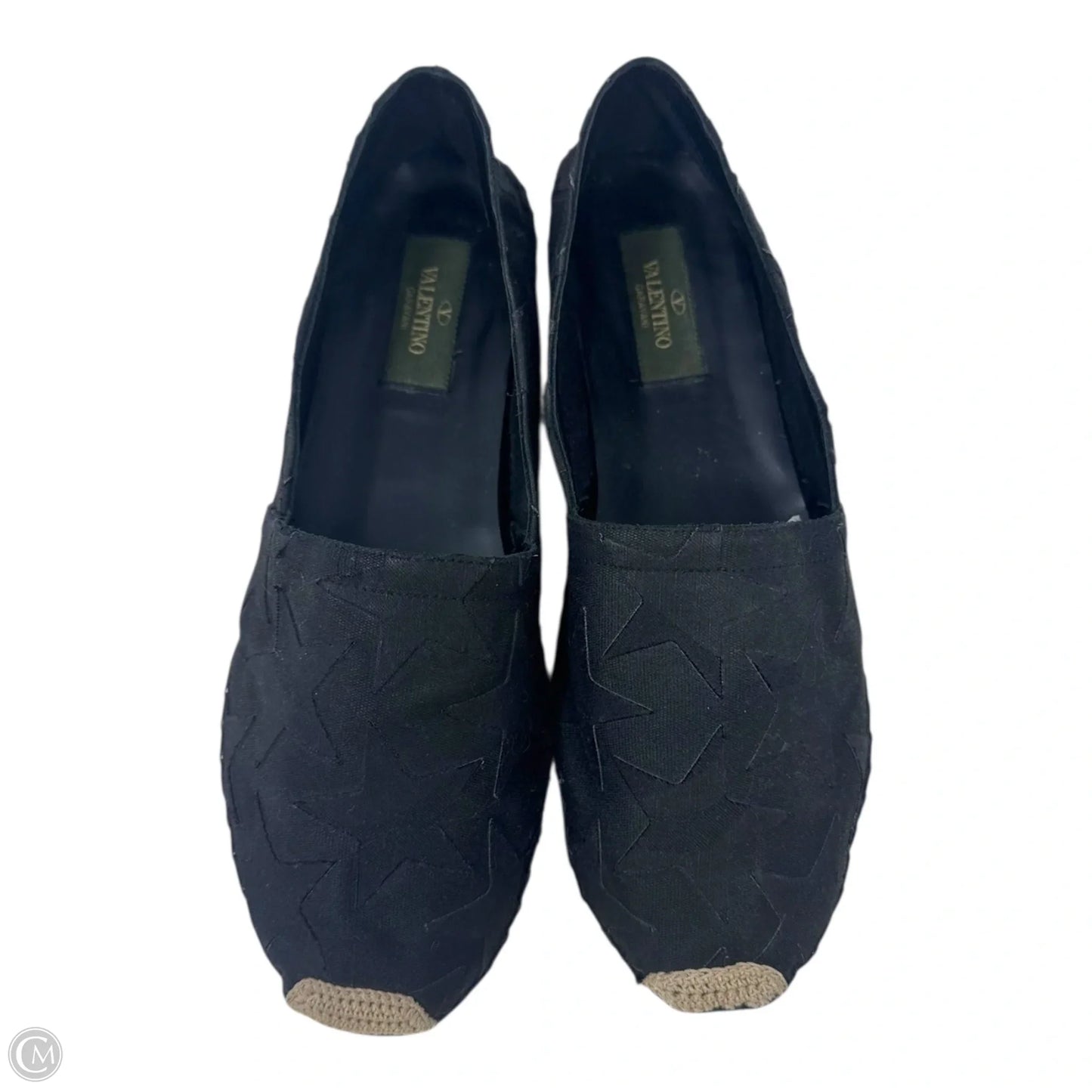 Star Espadrille Flats Shoes Luxury Designer By Valentino-garavani In Black, Size: 9 (39 EU)