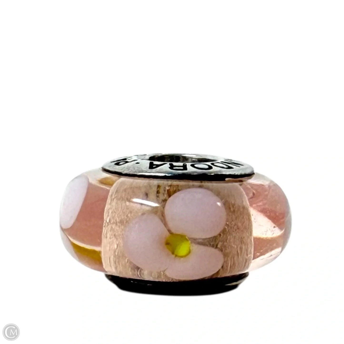 Sterling Silver & Murano Glass Pink Flower Daisy Bracelet Charm By Pandora