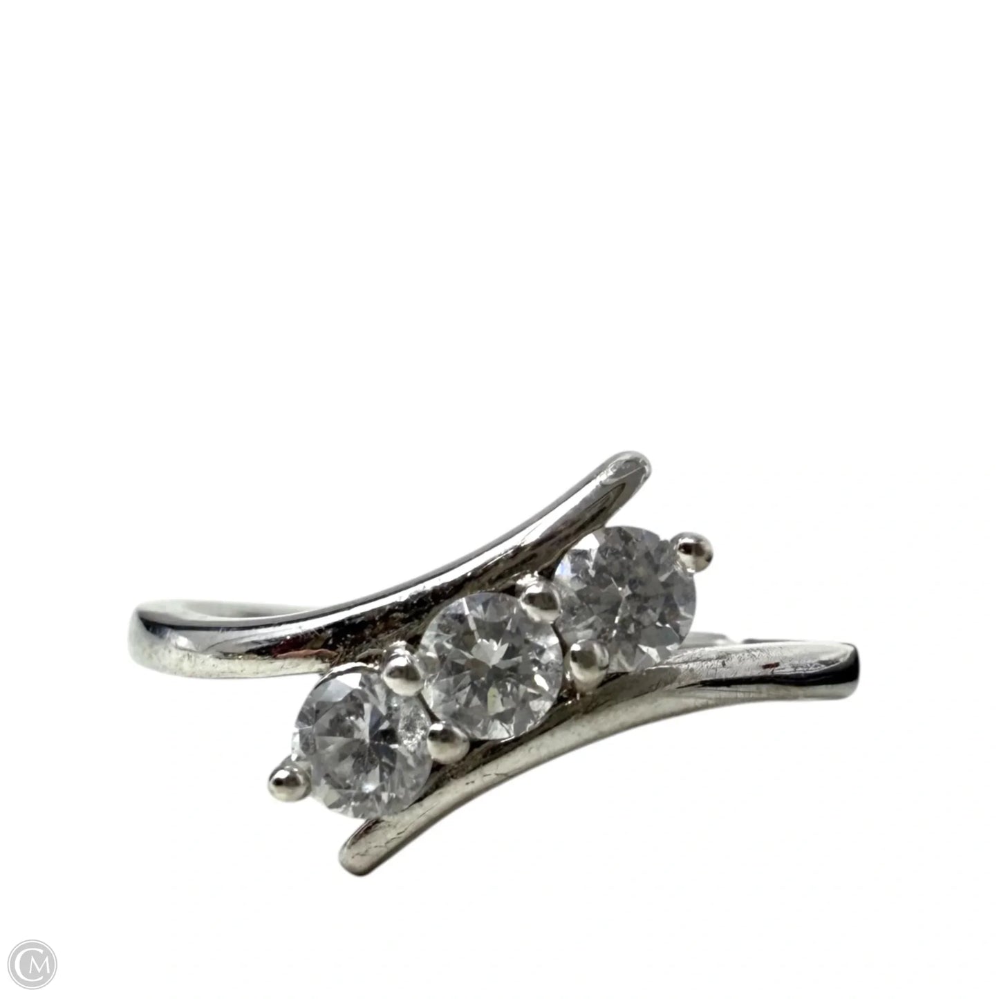 Triple CZ Sterling Silver Bypass Ring By Clothes Mentor, Size: 9