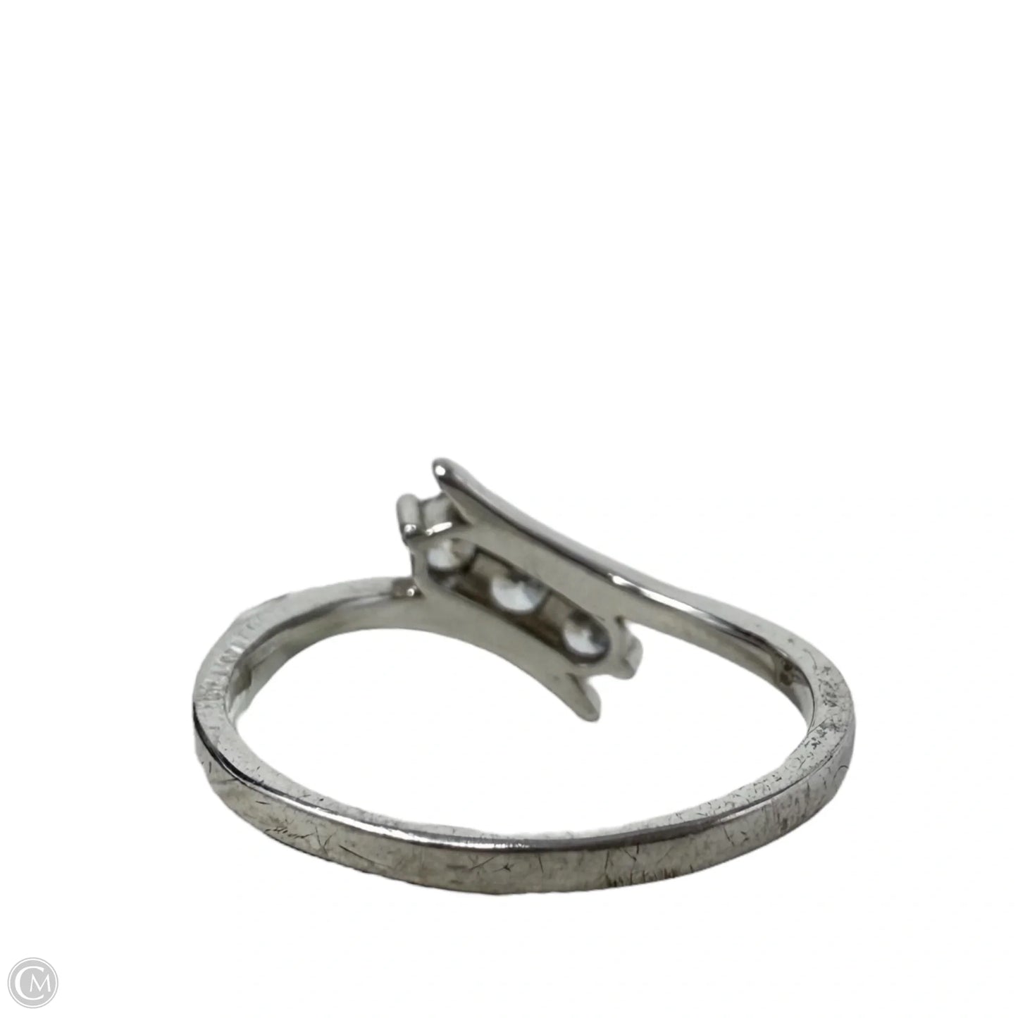 Triple CZ Sterling Silver Bypass Ring By Clothes Mentor, Size: 9