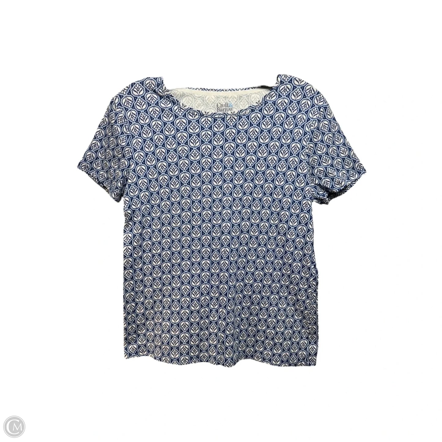 Top Short Sleeve By Croft And Barrow In Blue & White, Size: S