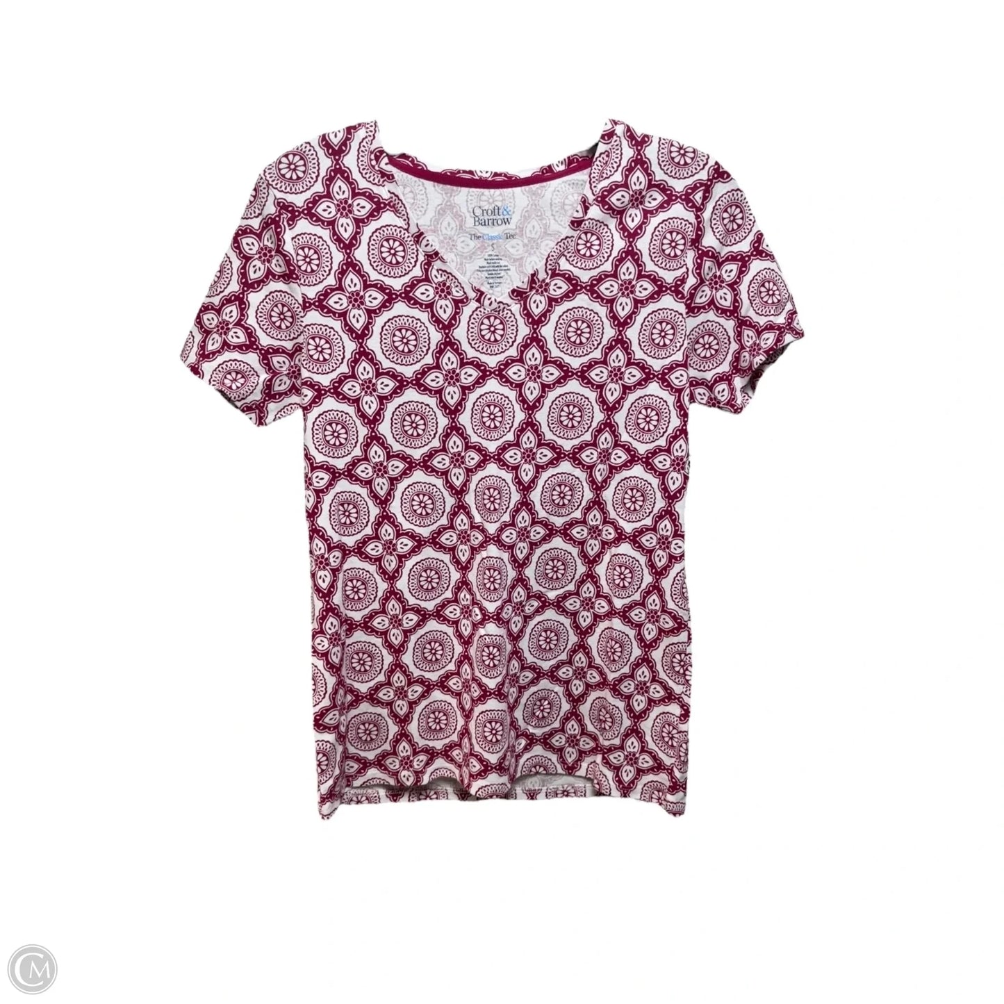 Top Short Sleeve By Croft And Barrow In Red & White, Size: S