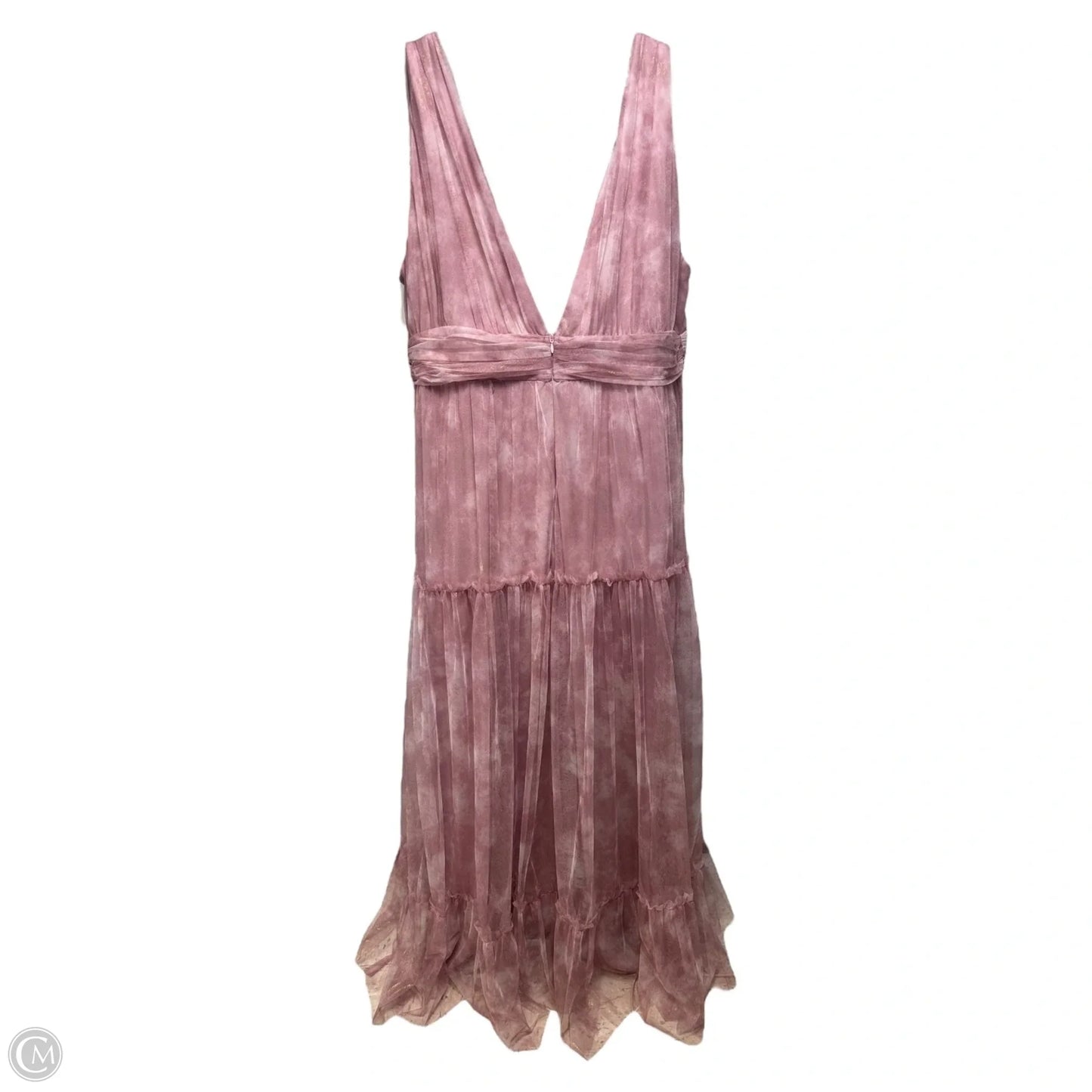 Fig Metallic Tiered Tulle Dress By Vow’d In Pink Tie Dye, Size: 22