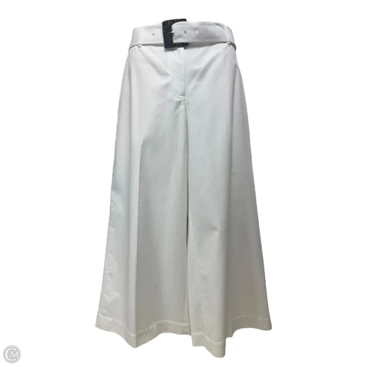 Tortoiseshell Belt Wide Leg Pants Designer By Lafayette 148 In White, Size: 14