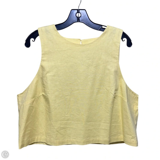 Linen Blend Cropped Top Sleeveless By Banana Republic In Yellow, Size: Xl