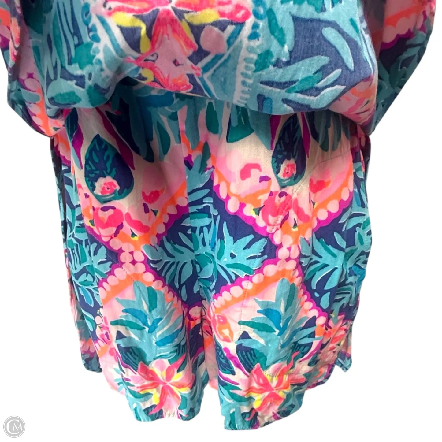 Tanya Romper Designer By Lilly Pulitzer In Seaside Aqua Coconut Cove Engineered, Size: 0