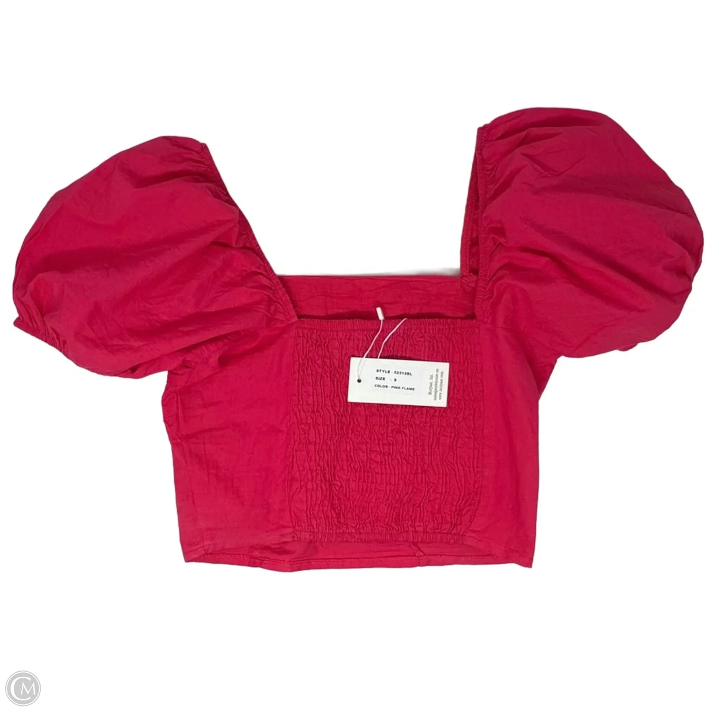 Crop Top Short Sleeve By Sim & Sam In Pink Flame, Size: S