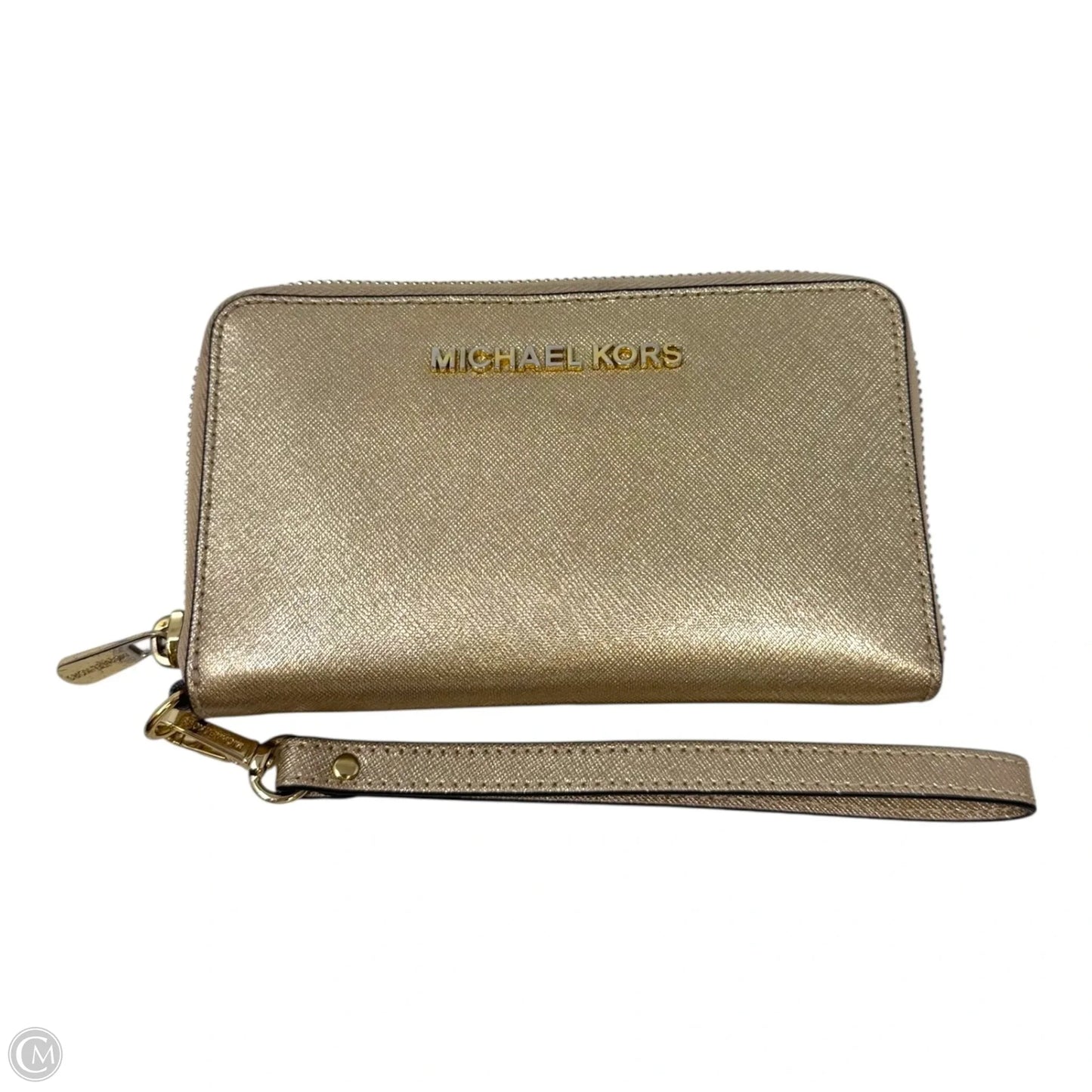 Metallic Saffiano Wristlet Designer By Michael Kors, Size: Medium