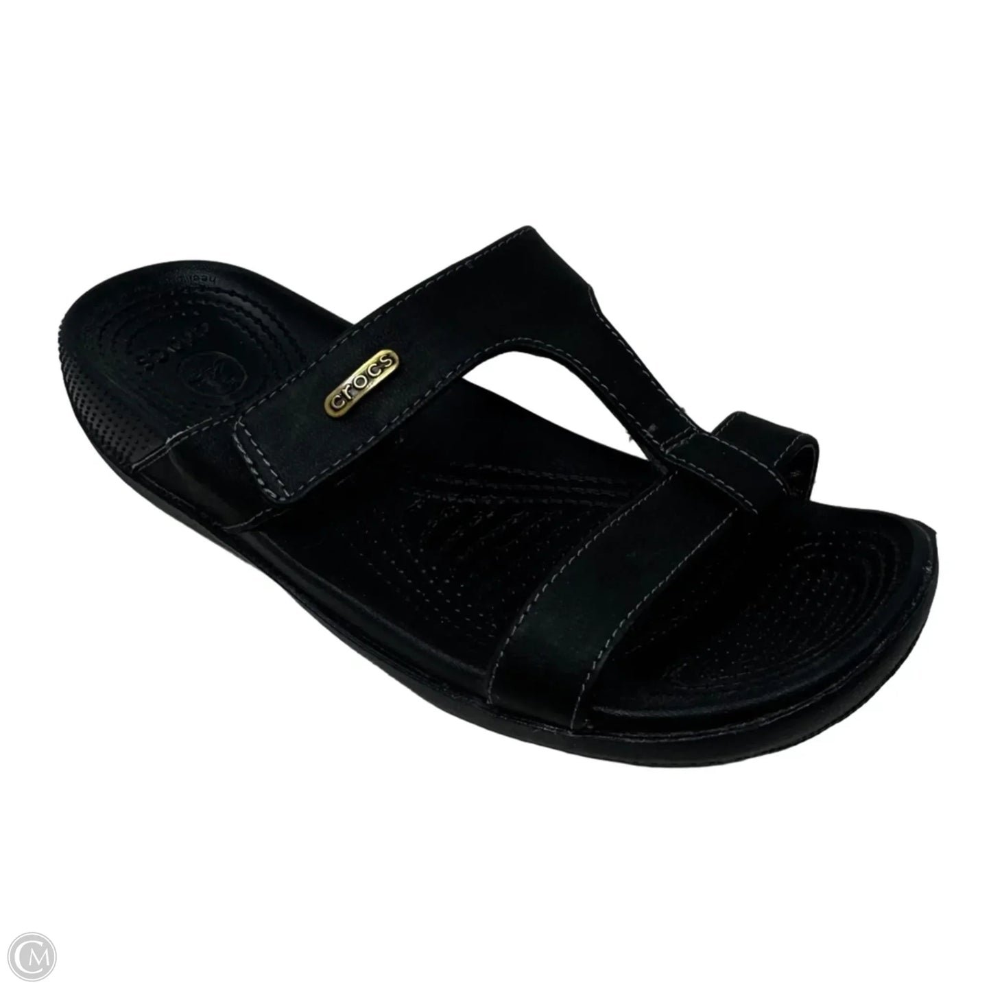 Sandals Flats By Crocs In Black, Size: 8