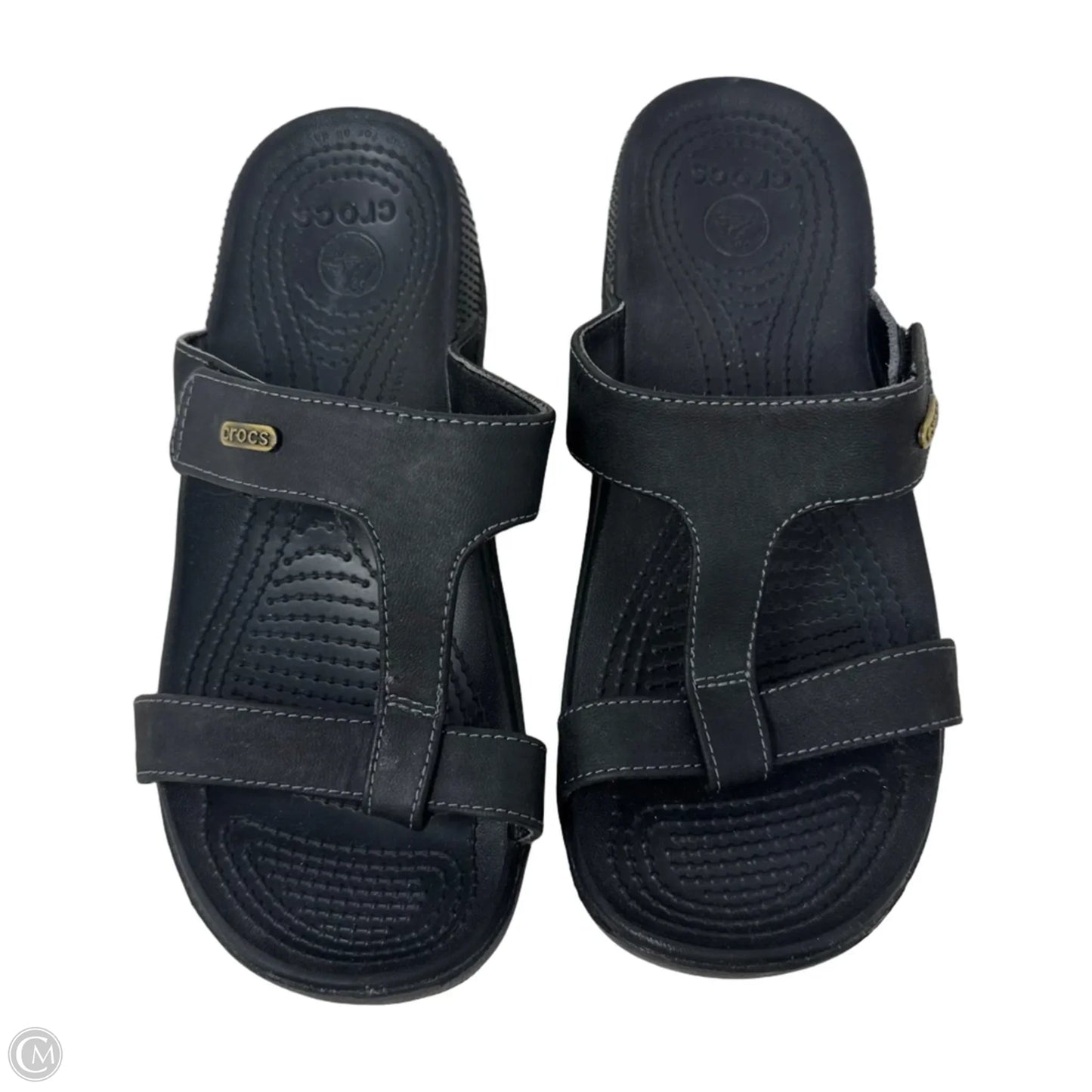 Sandals Flats By Crocs In Black, Size: 8