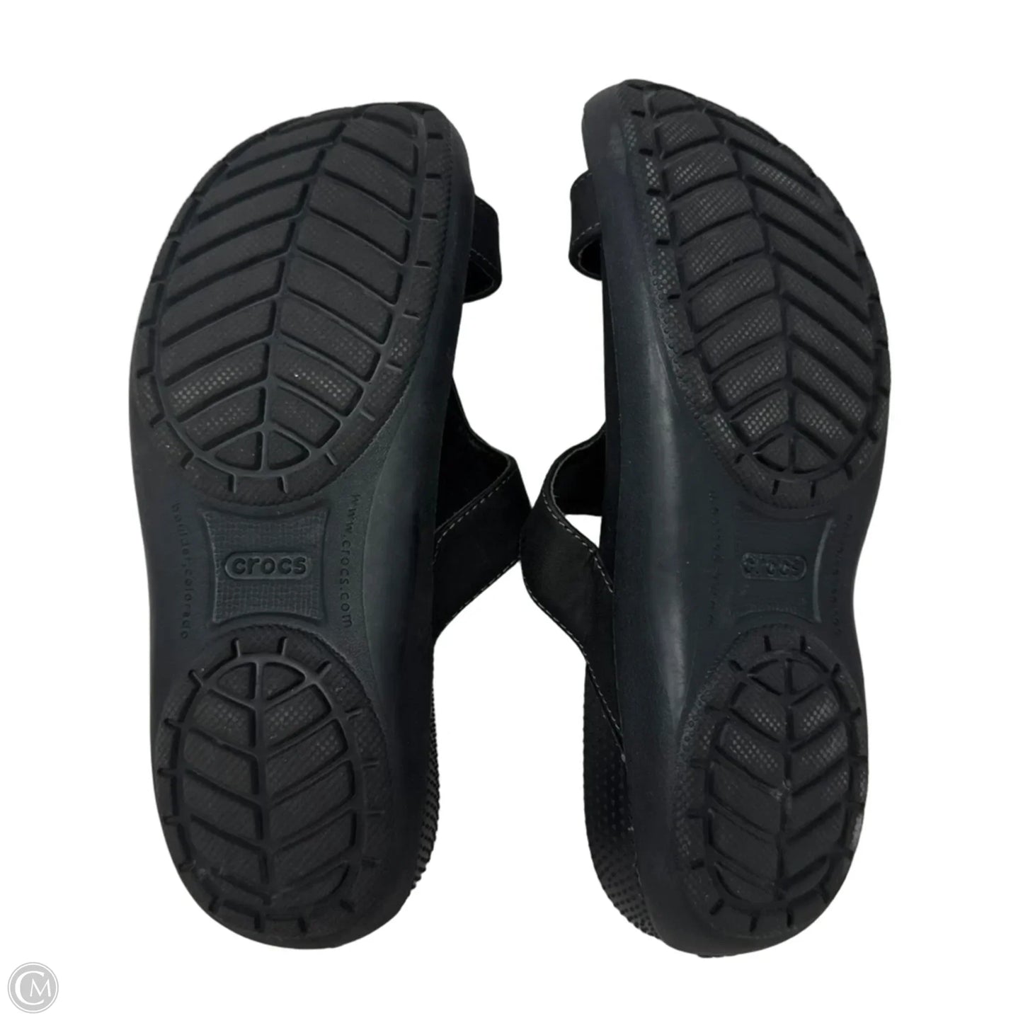 Sandals Flats By Crocs In Black, Size: 8