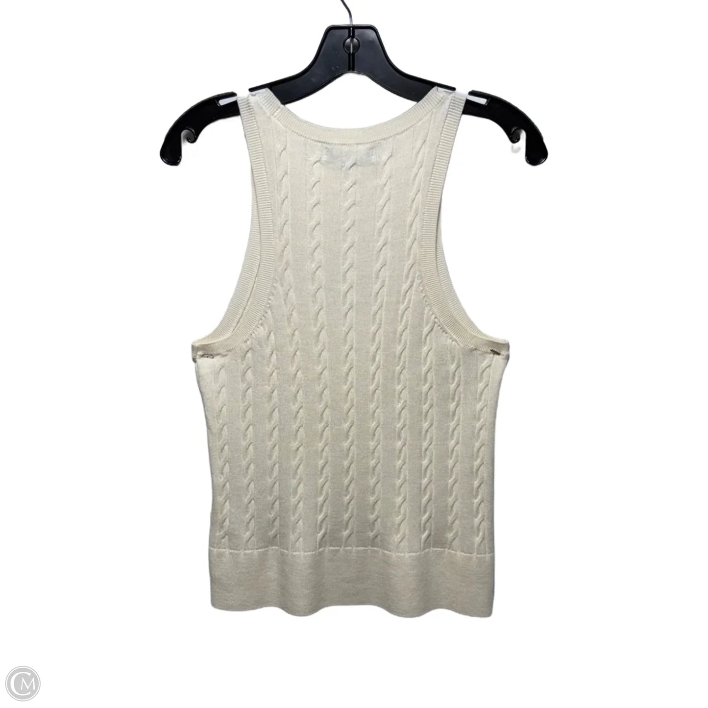 Merino Wool Vest Sweater By Banana Republic In Cream, Size: M