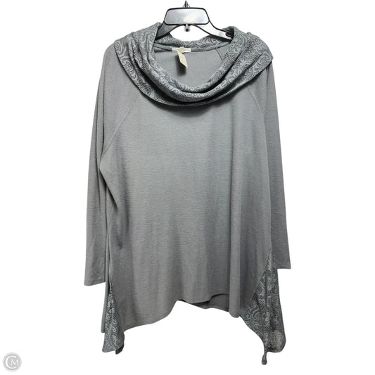 Lace Trim Top Long Sleeve By Maurices In Grey, Size: 2x