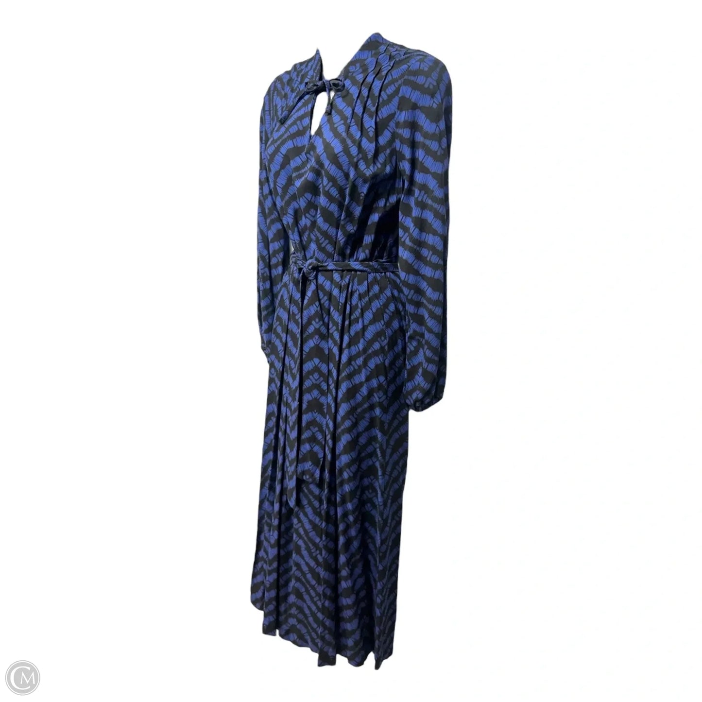 Tie Neck Maxi Dress By La Fee Maraboutee In Black & Blue, Size: S