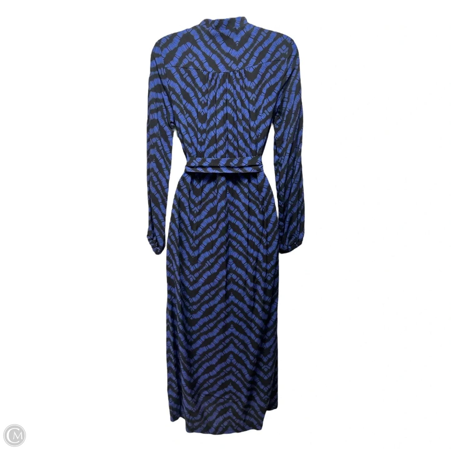Tie Neck Maxi Dress By La Fee Maraboutee In Black & Blue, Size: S