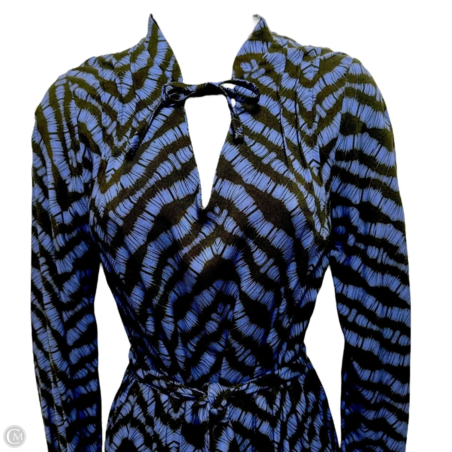 Tie Neck Maxi Dress By La Fee Maraboutee In Black & Blue, Size: S