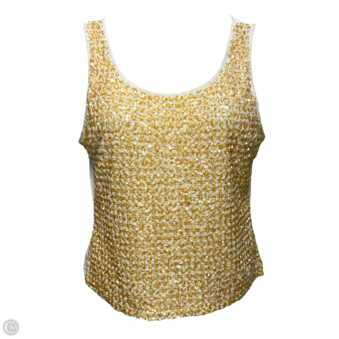 Sequin Embellished Tank Top By Escada In Orange & Yellow, Size: L