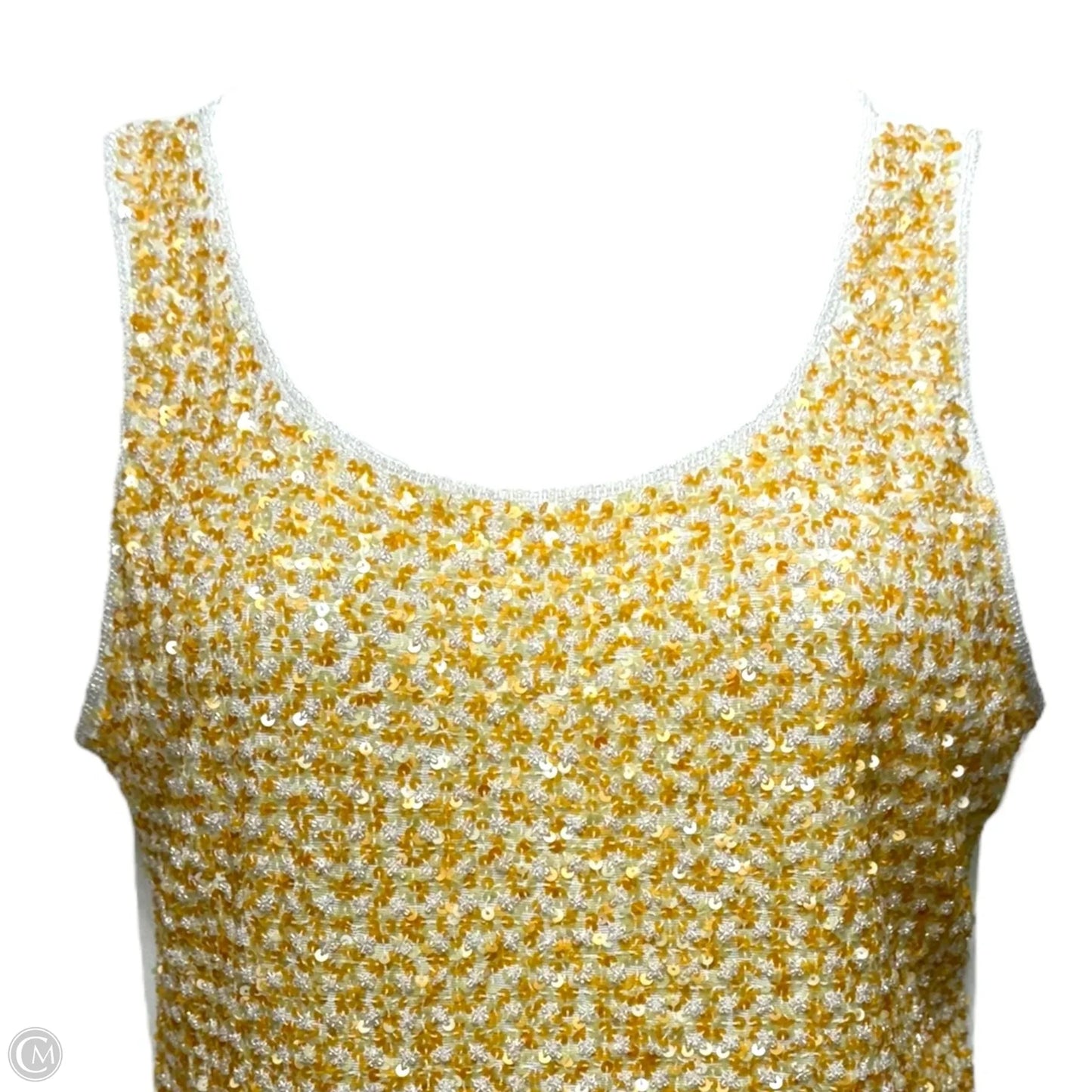 Sequin Embellished Tank Top By Escada In Orange & Yellow, Size: L